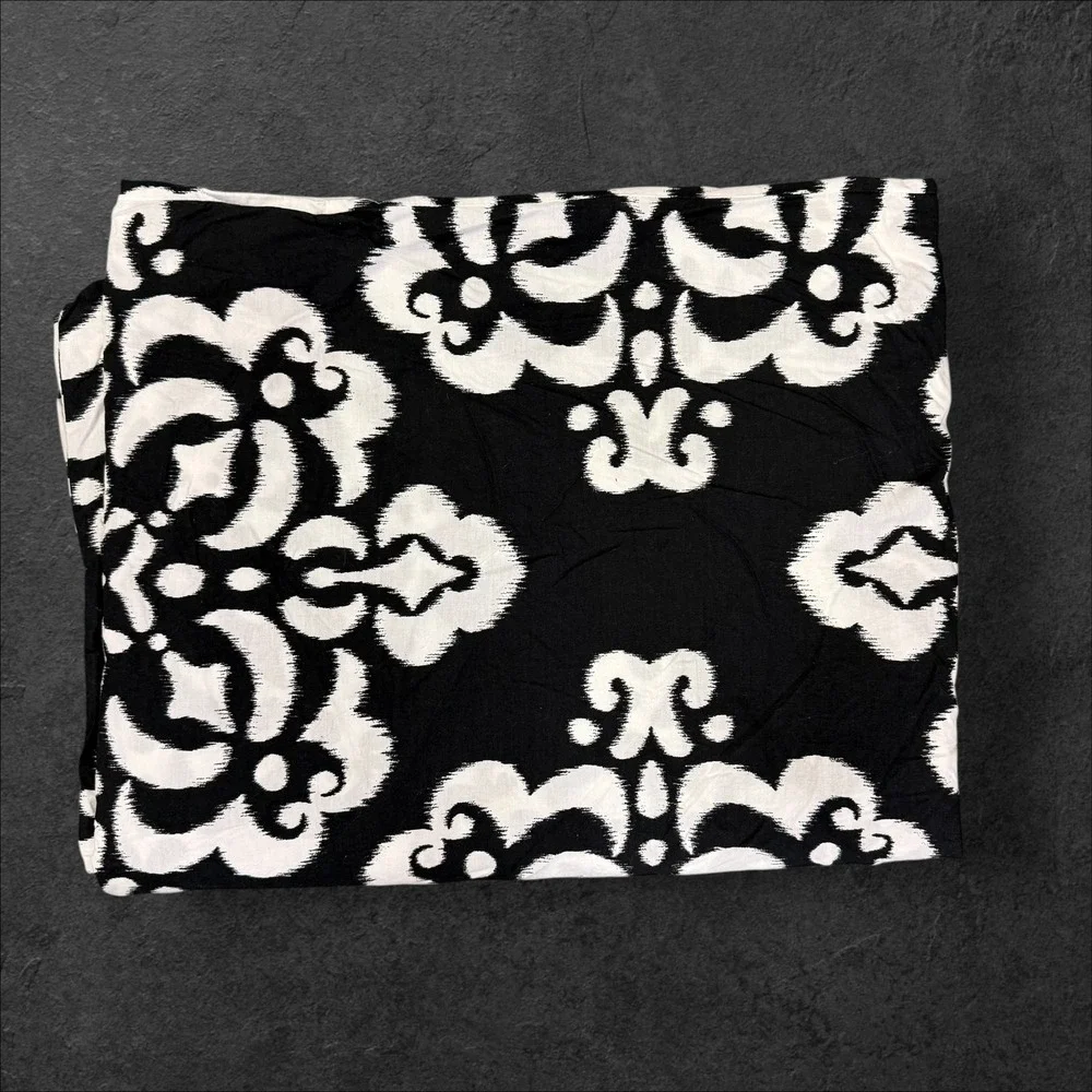 PBteen PB Dorm Twin Duvet‎ Cover Black White 100% Cotton Button Close